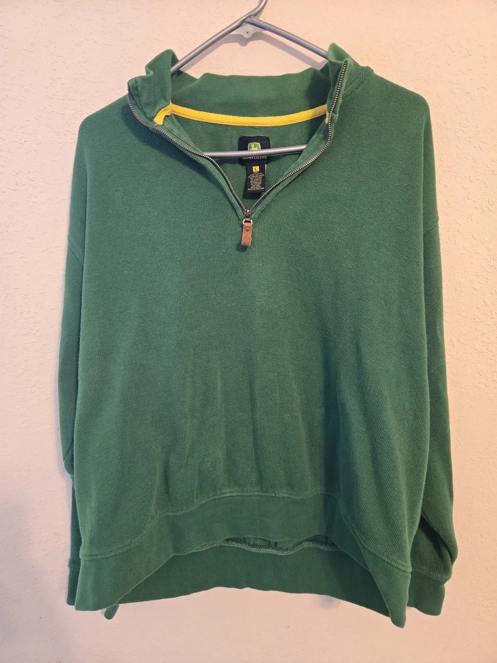 Vintage John Deere Green Quarter-Zip Pullover Sweater